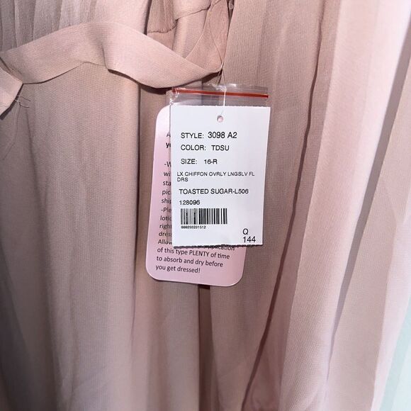 NWT Dessy Collection Sz 16-R Toasted Sugar Long Sleeve Evening Gown. $265.00 - Picture 6 of 10